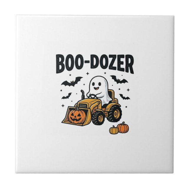 Design de Bulldozer Fantasma de Halloween Boo-Doze (Frente)