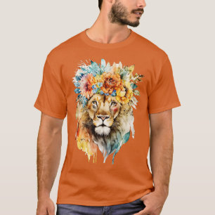 Design De Cabeça De Leão Floral Camisa De Leão