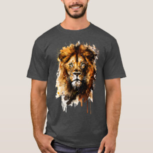 Design de Cabeça de Leão legal Camisa Aquarela Leã