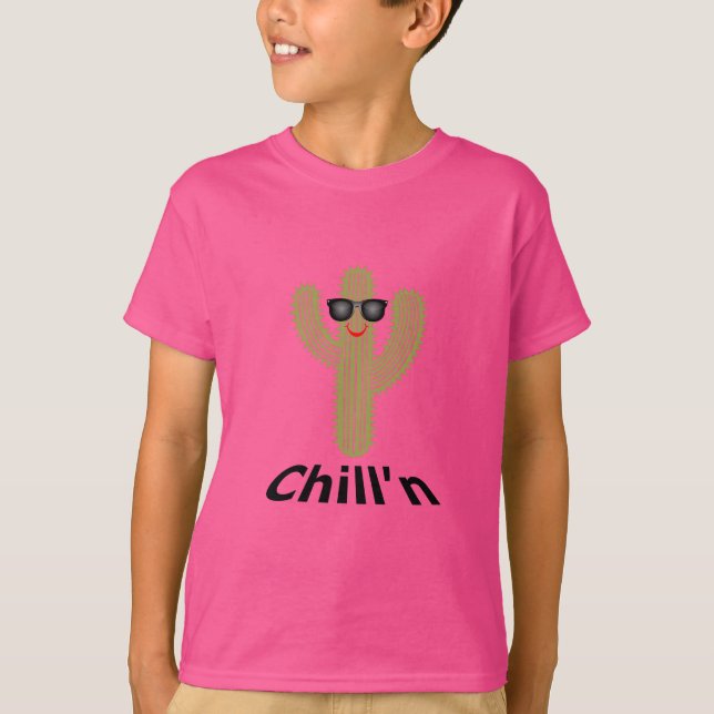 Design de Cactus Chill - Camiseta Básica para Cria (Frente)