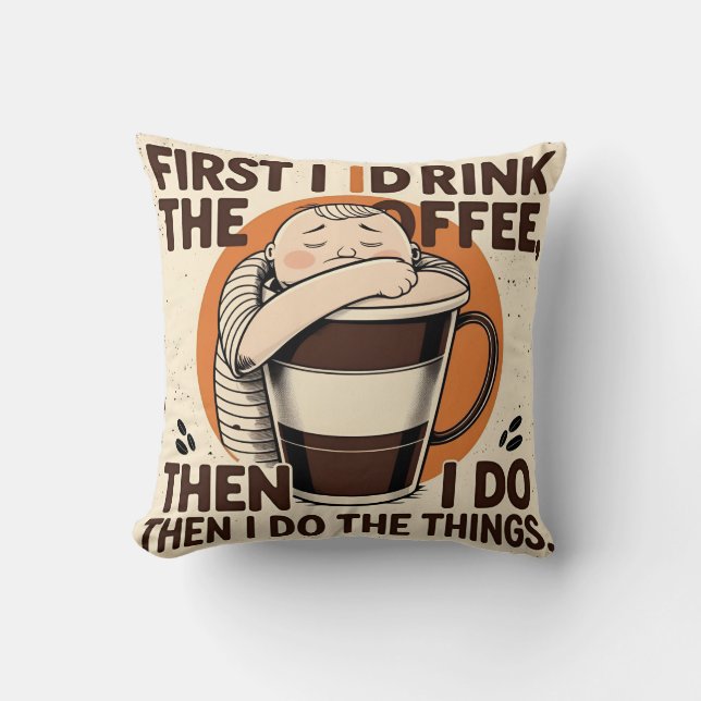 Design de Café Divertido – Almofadas de Arremesso (Frente)