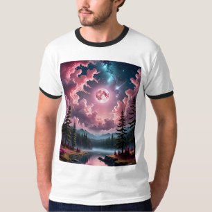 Design de Camisa da Floresta de Lua Rosa Encantada