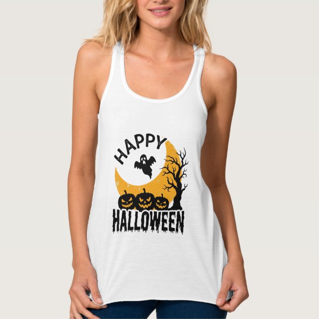 Design de Camisa de Abóbora de Fantasma Feliz Hall (Frente)