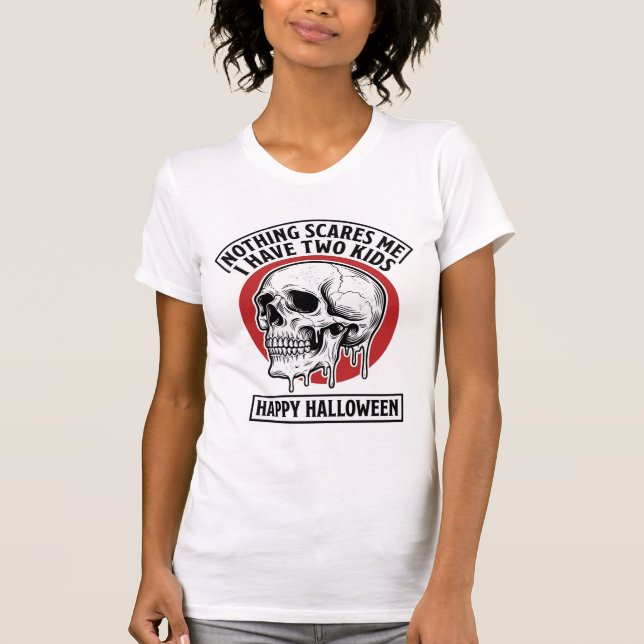 Design de Camisa de Caveira de Duas Crianças Engra (Frente)