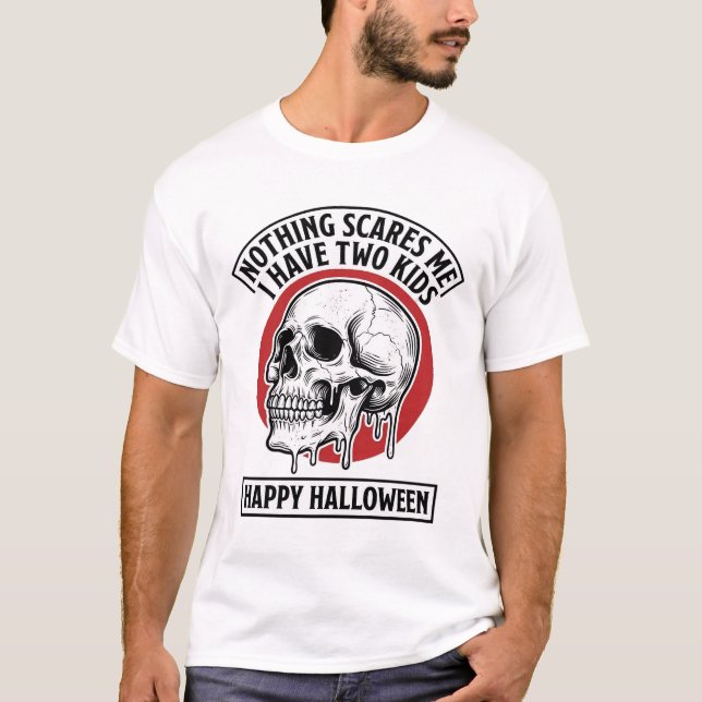 Design de Camisa de Caveira de Duas Crianças engra (Frente)