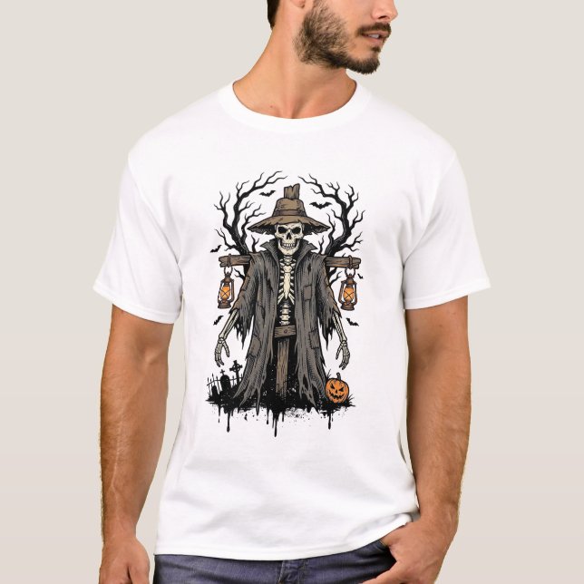 Design de Camisa de Espantalho de Esqueleto de Hal (Frente)