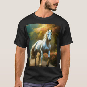 "Design de Camisa de T Cavalo Branco Majestoso"