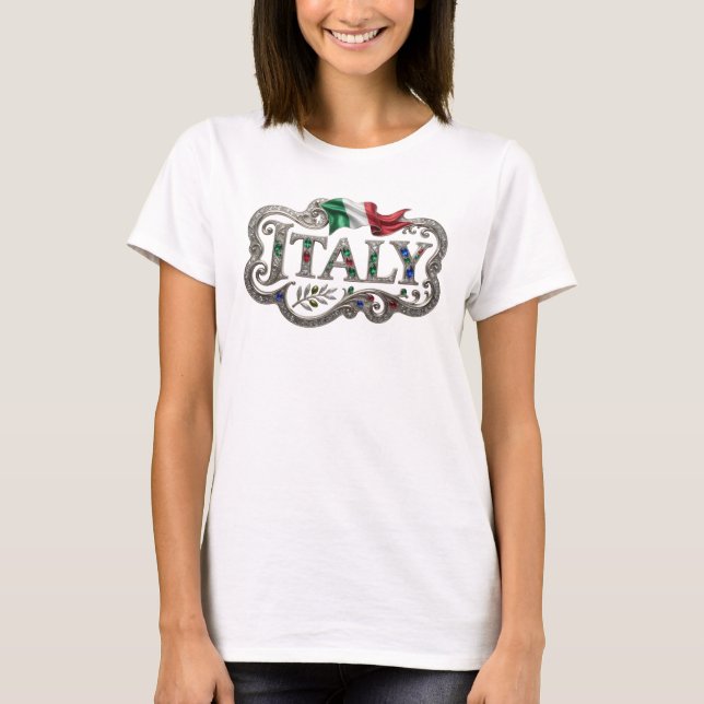 Design de Camisa ITALY Prateado Cativante (Frente)