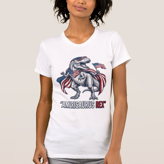 Design de Camisa Patriótica T-Rex Amerisaurus Rex  (Frente)