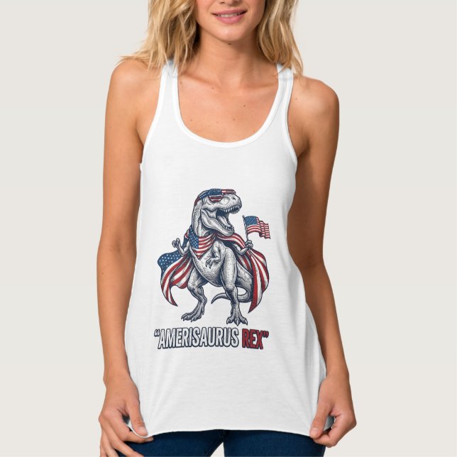 Design de Camisa Patriótica T-Rex Amerisaurus Rex  (Frente)