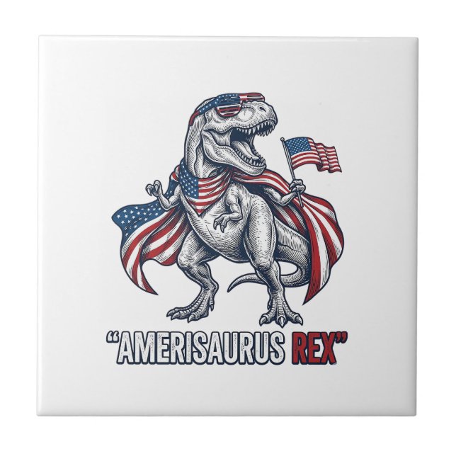 Design de Camisa Patriótica T-Rex Amerisaurus Rex  (Frente)