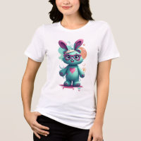 Design de Camisa-T de Coelho Azul Cortado