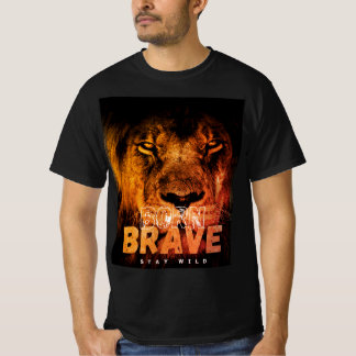 Design de Camisa T de Leão de Brave do nascer