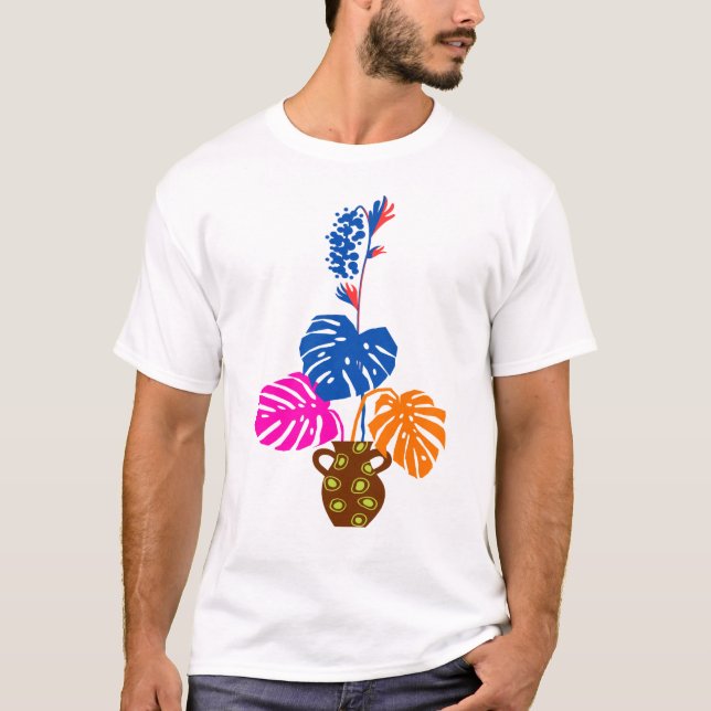 design de camiseta colorida de planta pote (Frente)
