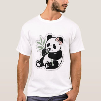 Design de camiseta com Panda Fofo e Arco Rosa de B