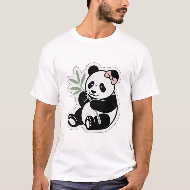 Design de camiseta com Panda Fofo e Arco Rosa de B (Frente)