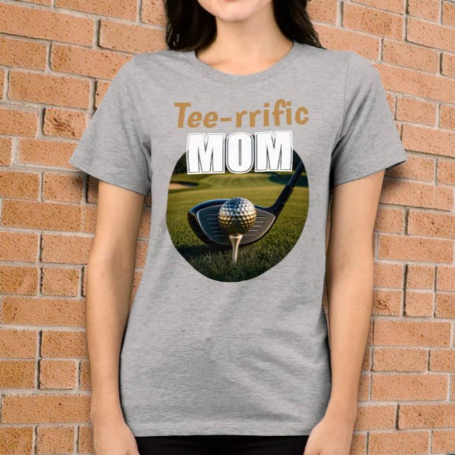 Design de camiseta com taco e bola de golfe no tee (Template text front tee shirt design for a golfing mom.)