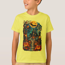 Design de camiseta da noite da mansão assombrada d