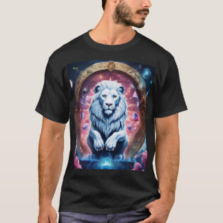 Design de Camiseta de Leão Holográfico Geométrico