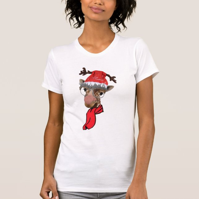 design de camiseta de natal girafa engraçada (Frente)
