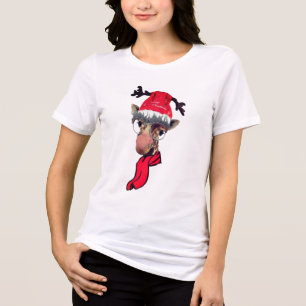 design de camiseta de natal girafa engraçada