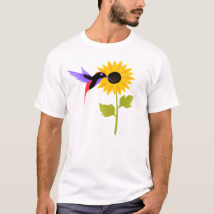 design de camiseta de pássaro e flores