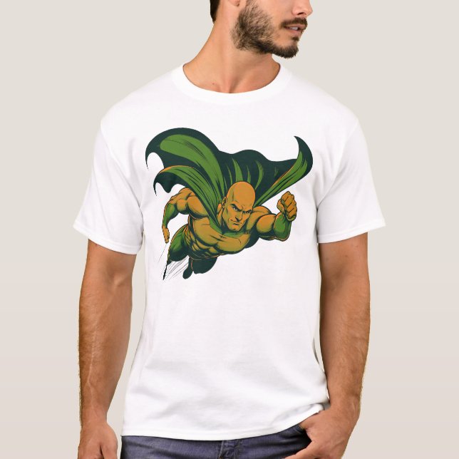 design de camiseta de super-herói careca (Frente)