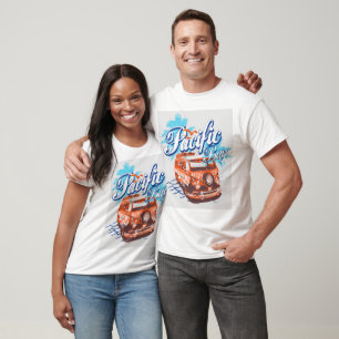 Design de camiseta de verão da baía do Pacífico pa
