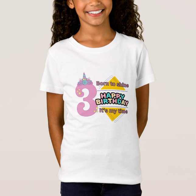 Design de camiseta fofa de unicórnio para aniversá (Frente)