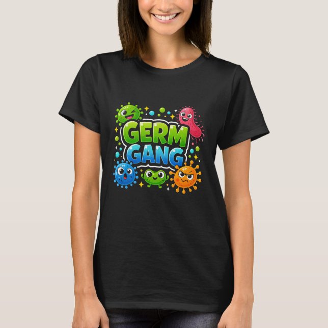 Design de camiseta GERM GANG Bactérias   (Frente)
