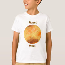 Design de camiseta infantil com nomes de planetas