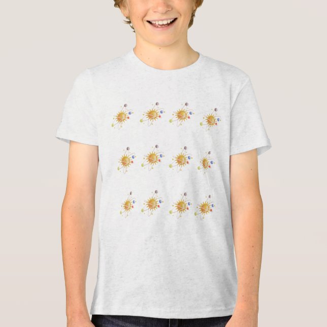 Design de camiseta infantil com nomes de planetas (Frente)