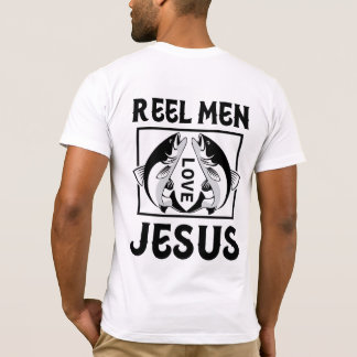 Design de Camiseta Moderna "Reel Men Love Jesus"