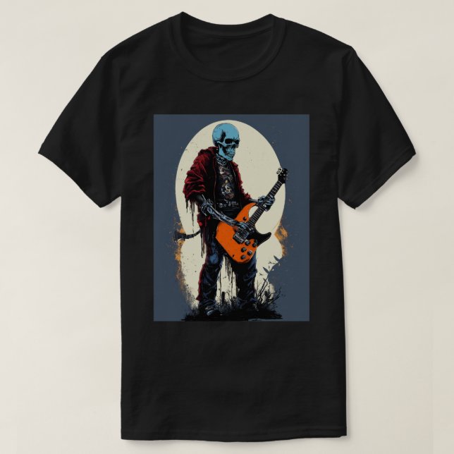 Design de camiseta para mastigar, crânio tocando g (Frente do Design)