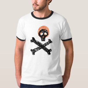 design de camiseta pirata mimada de crânio e ossos