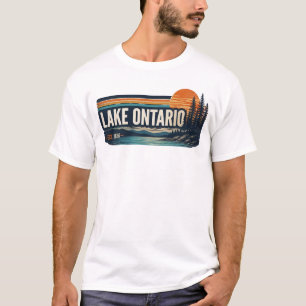 Design de camiseta retrô vintage do Lago Ontário E