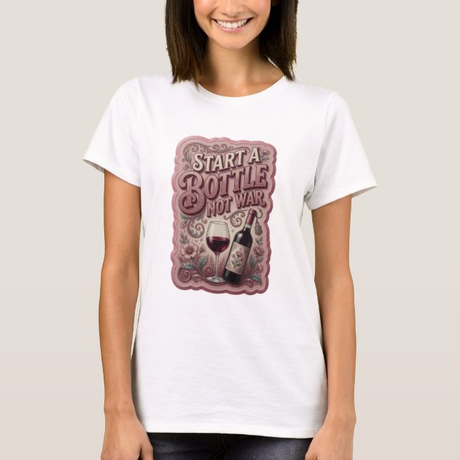 Design de camiseta Snappy Rosa INICIAR UMA GARRAFA (Frente)