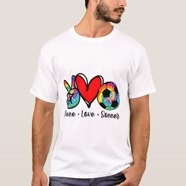 Design de camiseta tie dye Paz Amor Futebol para m (Frente)