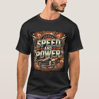design de camiseta "velocidade e potência"