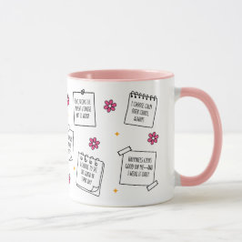 Design de Caneca com Bloco de Notas de Afirmações