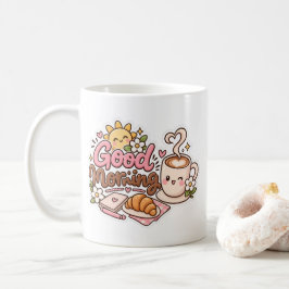 Design de caneca de café bom dia fofo