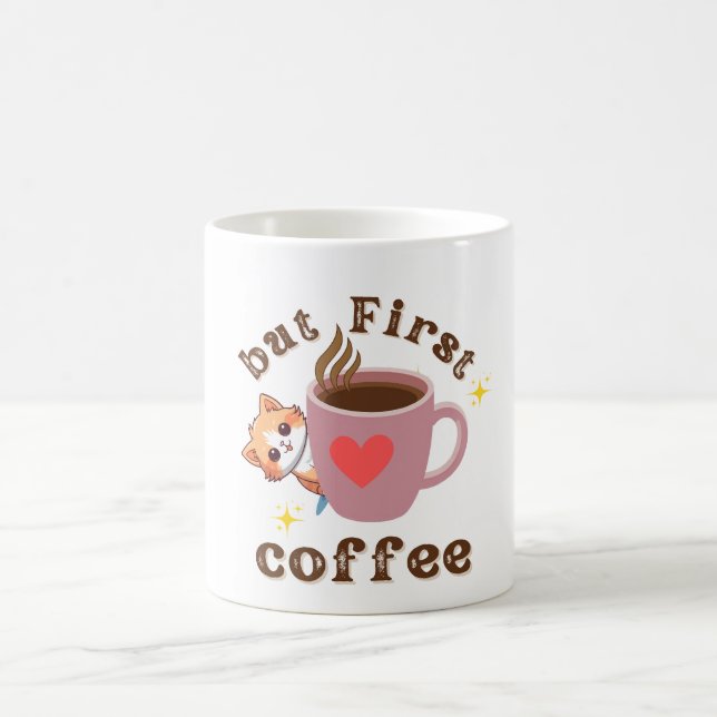 Design de Caneca de Café de Gato Fofo (Centro)