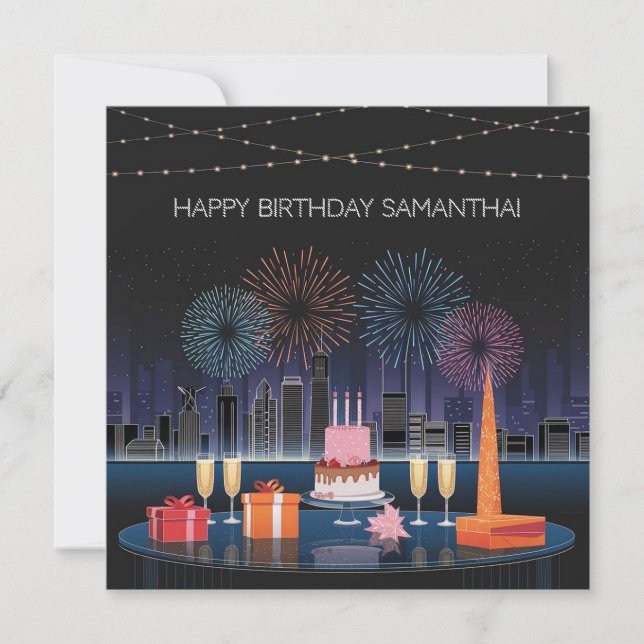 Design de Cartão de Aniversário com Fireworks e Ci (Frente)