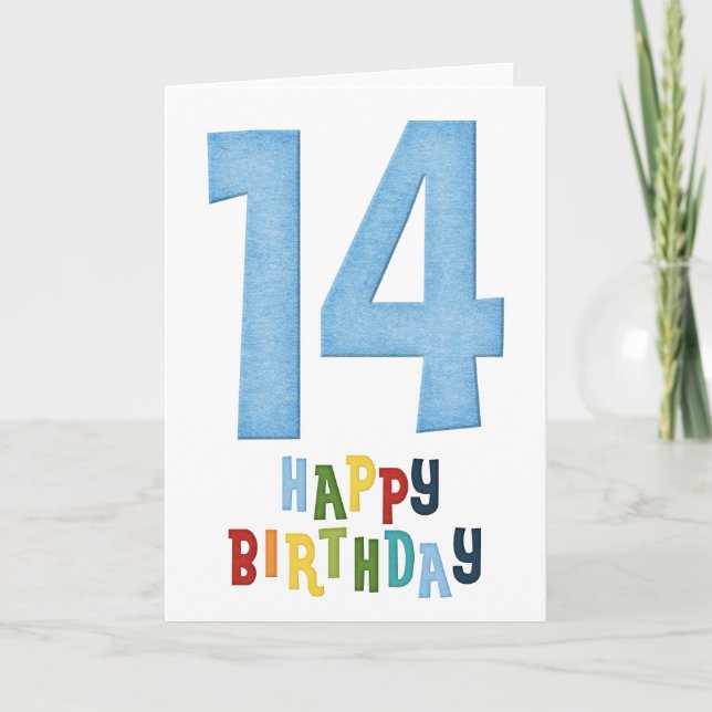 Design de Cartão de Aniversário Feliz de 14 anos 2 (Frente)