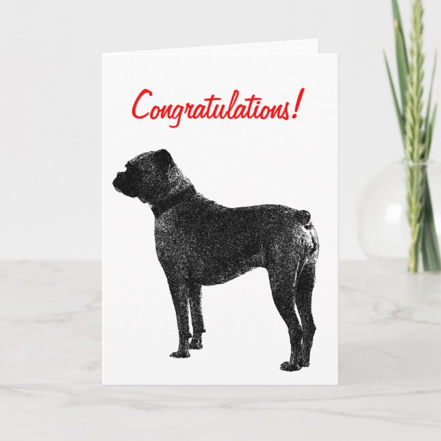 design de cartão de felicitações com cão Boxer | P (Frente)