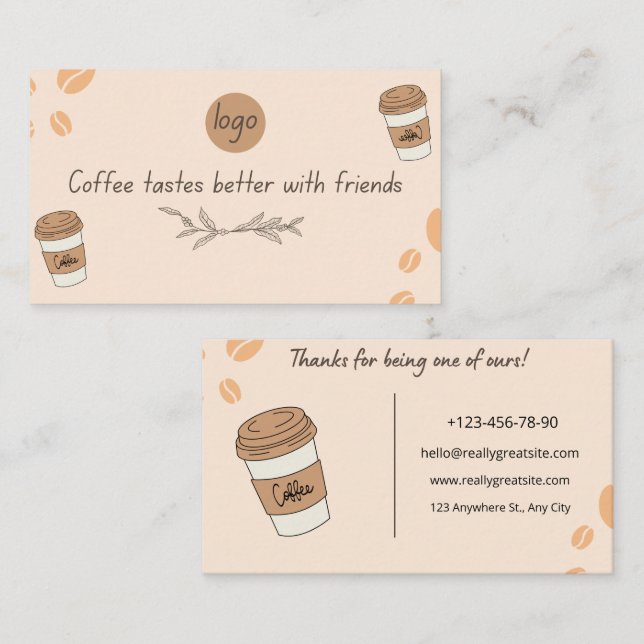 Design de Cartão de Fidelidade de Café com Agradec (Frente/Verso)