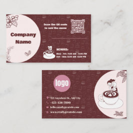 Design de Cartão de Visita Burgundy Coffee Shop