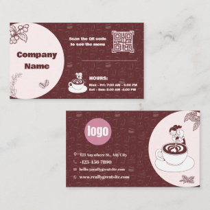Design de Cartão de Visita Burgundy Coffee Shop