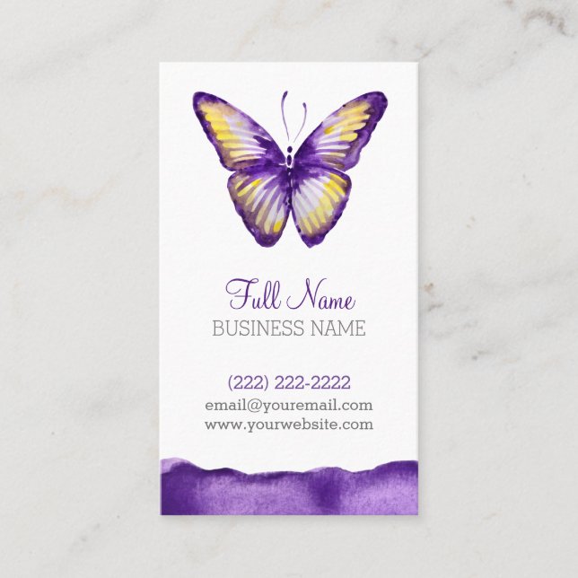 Design de cartão de visita da aguarela, borboleta (Frente)