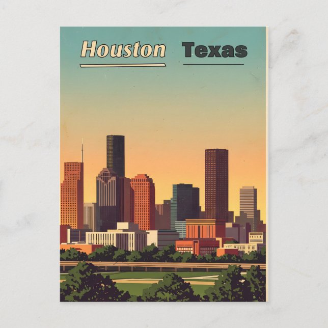 design de cartão postal "Houston Texas" (Frente)